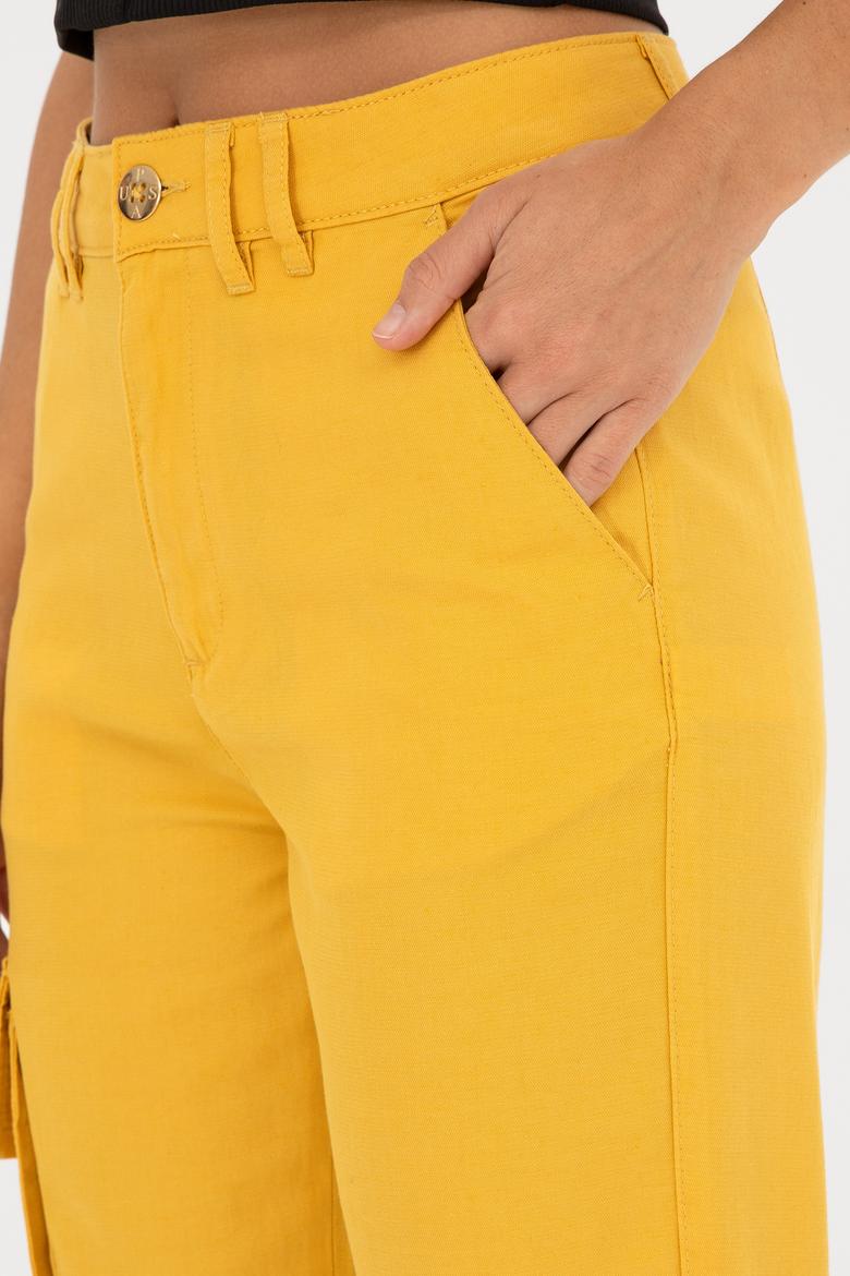 Kadın Safran Kanvas Toothpick Fit Pantolon - 50282581026