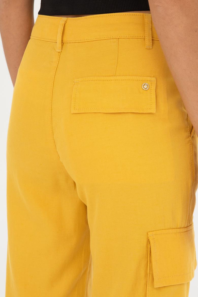 Kadın Safran Kanvas Toothpick Fit Pantolon - 50282581026