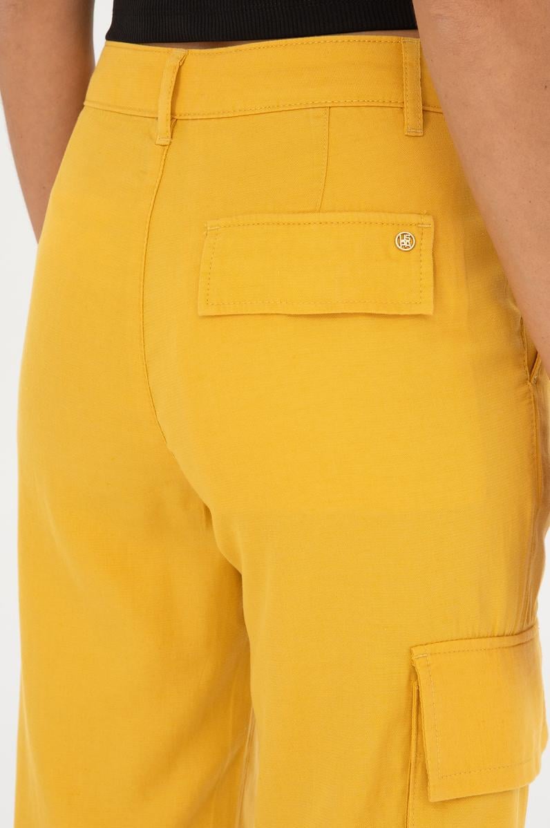 Kadın Safran Kanvas Toothpick Fit Pantolon