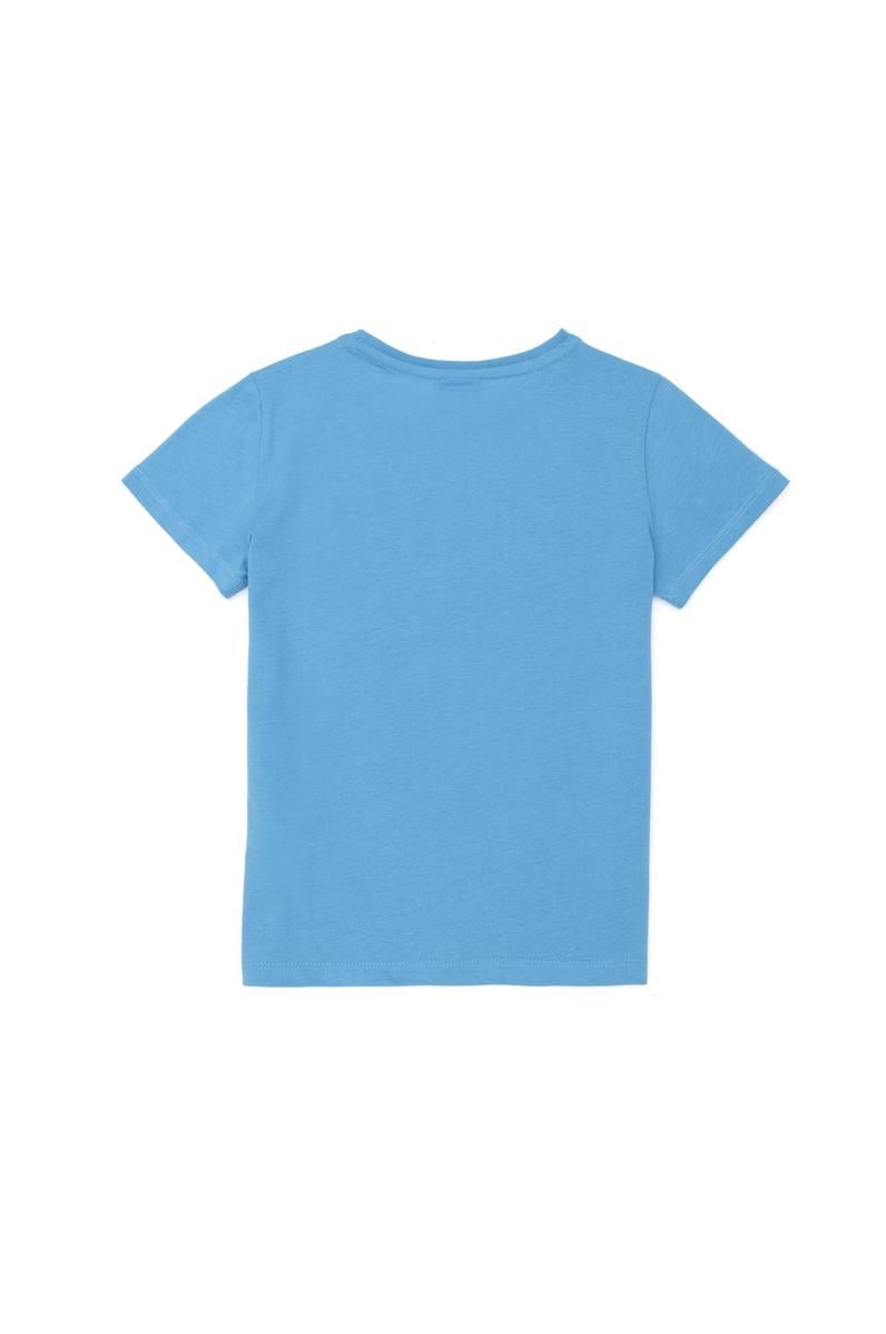 Çocuk Turkuaz Basic Bisiklet Yaka Tişört