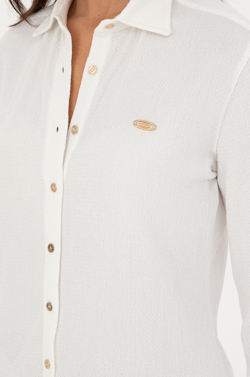 Kadın Ekru Örme Gömlek