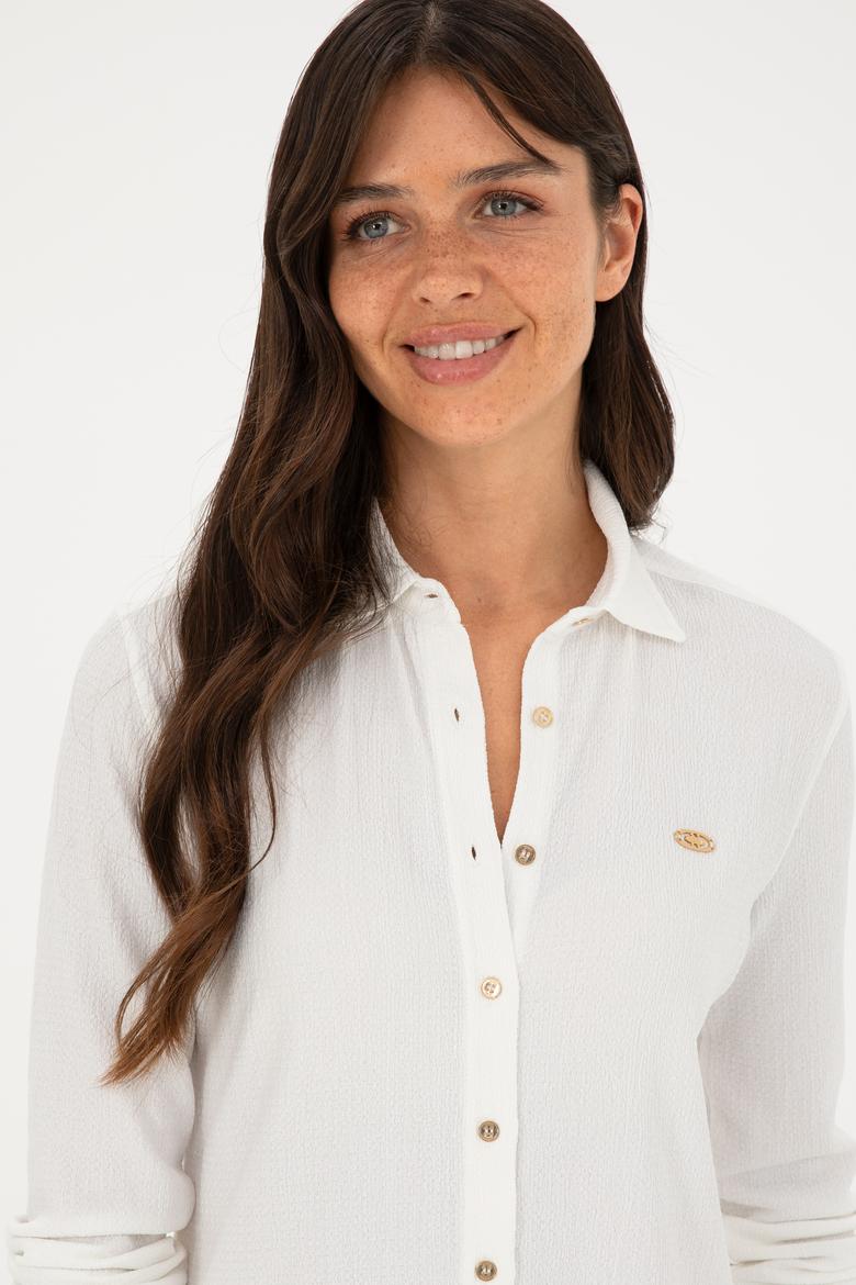Kadın Ekru Örme Gömlek - 50282876004