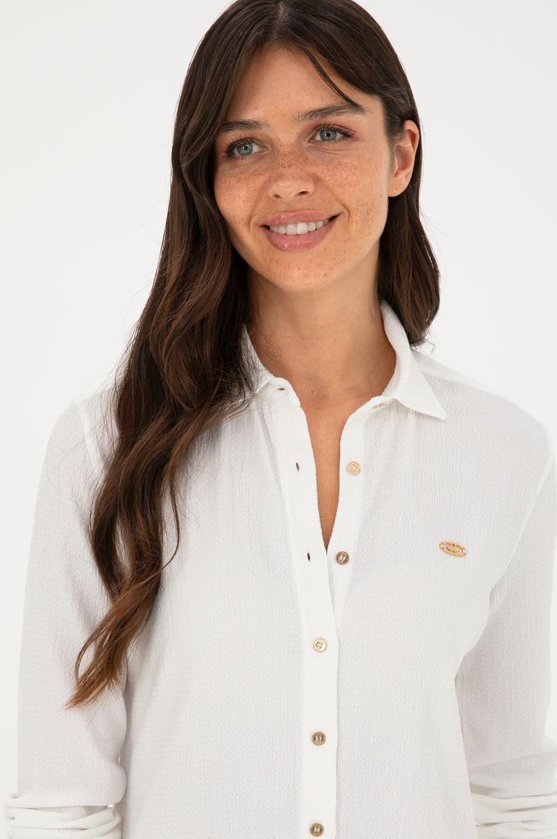 Kadın Ekru Örme Gömlek