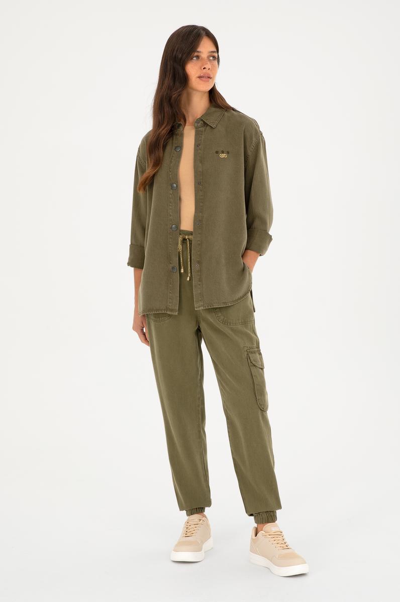 Kadın Haki Jean Pantolon