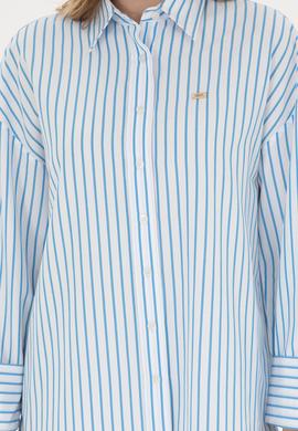 Kadın Saks Uzun Kollu Gömlek - 50289131018