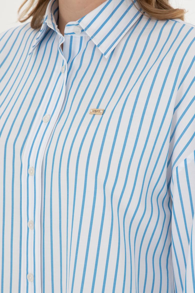 Kadın Saks Uzun Kollu Gömlek - 50289131018