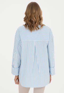 Kadın Saks Uzun Kollu Gömlek - 50289131018