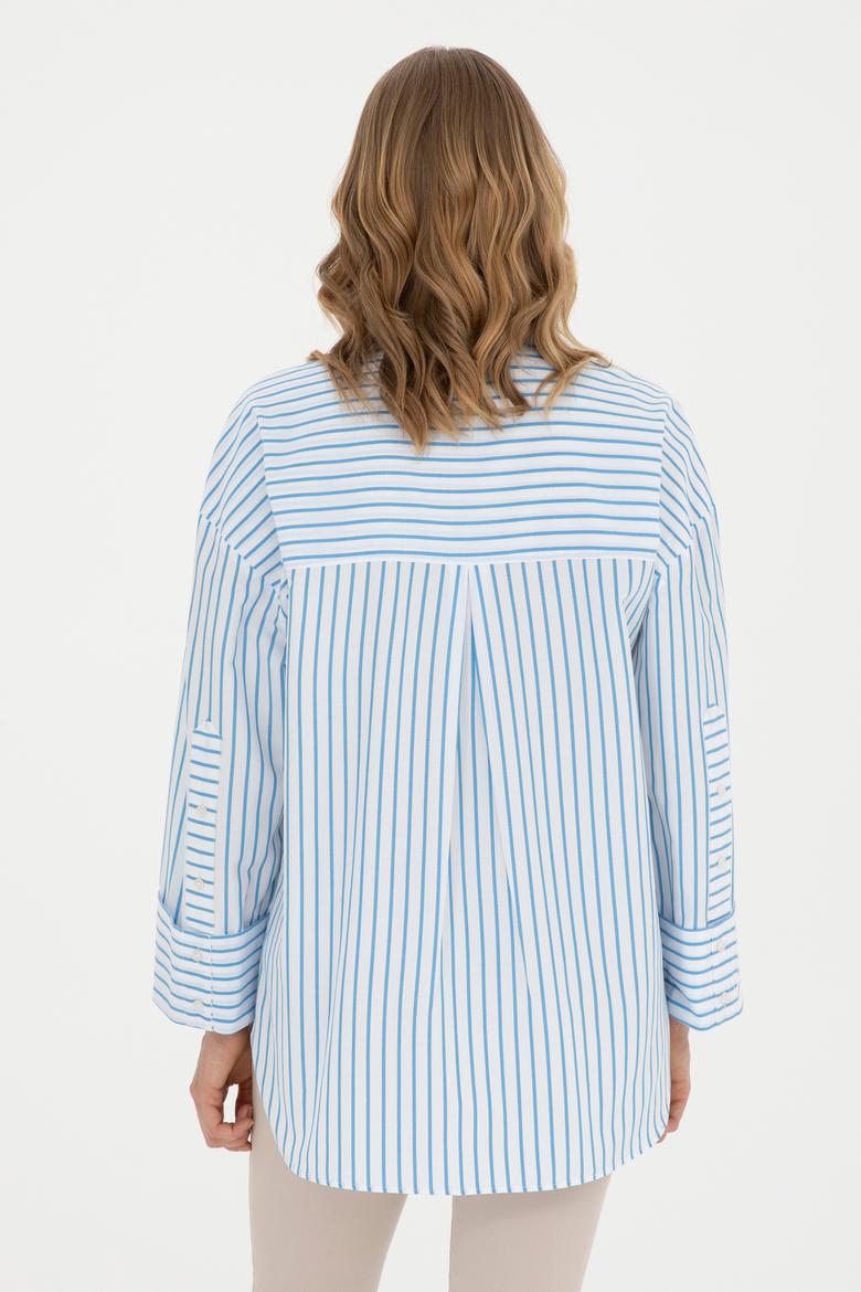 Kadın Saks Uzun Kollu Gömlek - 50289131018