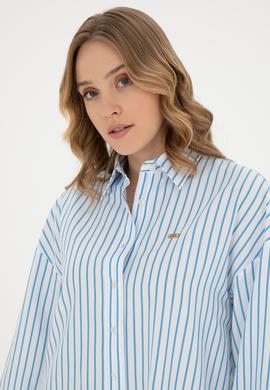 Kadın Saks Uzun Kollu Gömlek - 50289131018