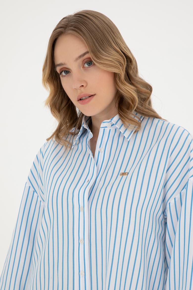 Kadın Saks Uzun Kollu Gömlek - 50289131018