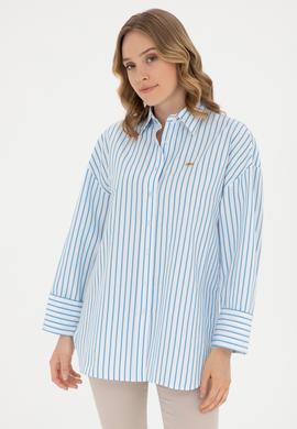 Kadın Saks Uzun Kollu Gömlek - 50289131018