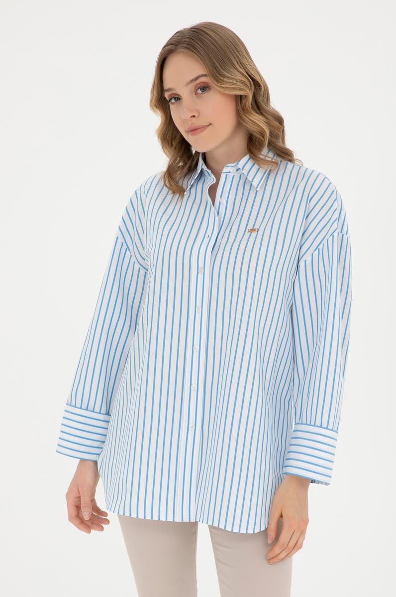 Kadın Saks Uzun Kollu Gömlek