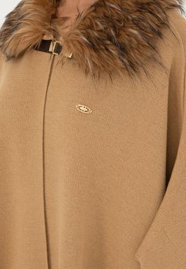 Kadın Kum Melanj Triko Panço - 50270464008