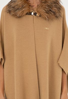 Kadın Kum Melanj Triko Panço - 50270464008