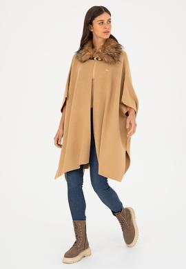 Kadın Kum Melanj Triko Panço - 50270464008