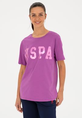 Kadın Mor Basic Bisiklet Yaka Tişört - 50280020091