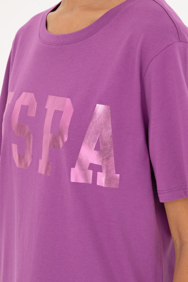 Kadın Mor Basic Bisiklet Yaka Tişört - 50280020091