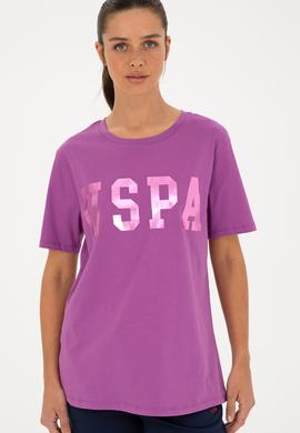 Kadın Mor Basic Bisiklet Yaka Tişört - 50280020091