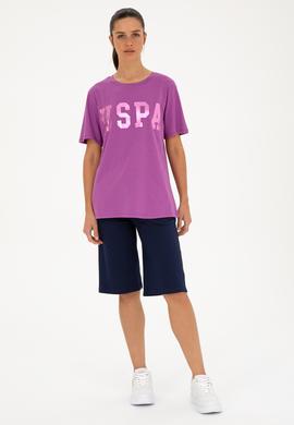 Kadın Mor Basic Bisiklet Yaka Tişört - 50280020091