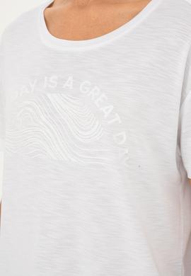 Kadın Beyaz Bisiklet Yaka Tişört - 50283780005