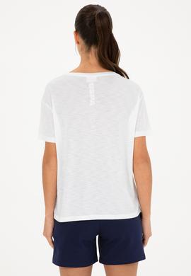 Kadın Beyaz Bisiklet Yaka Tişört - 50283780005