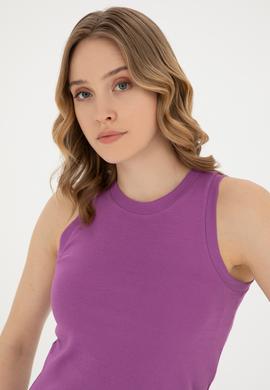 Kadın Mor Basic Tişört - 50280072043