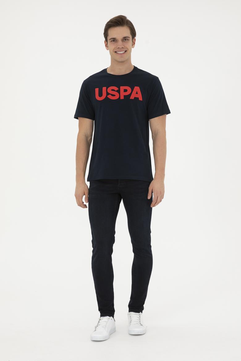 Erkek Regular Fit Bisiklet Yaka Koyu Lacivert Basic Tişört - 50279620039