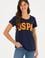 Kadın Lacivert Bisiklet Yaka Basic Tişört