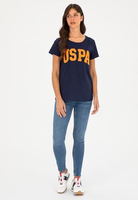 Kadın Lacivert Bisiklet Yaka Basic Tişört - 50280036004