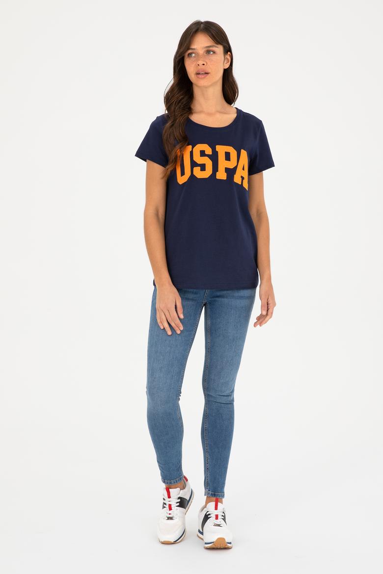 Kadın Lacivert Bisiklet Yaka Basic Tişört - 50280036004