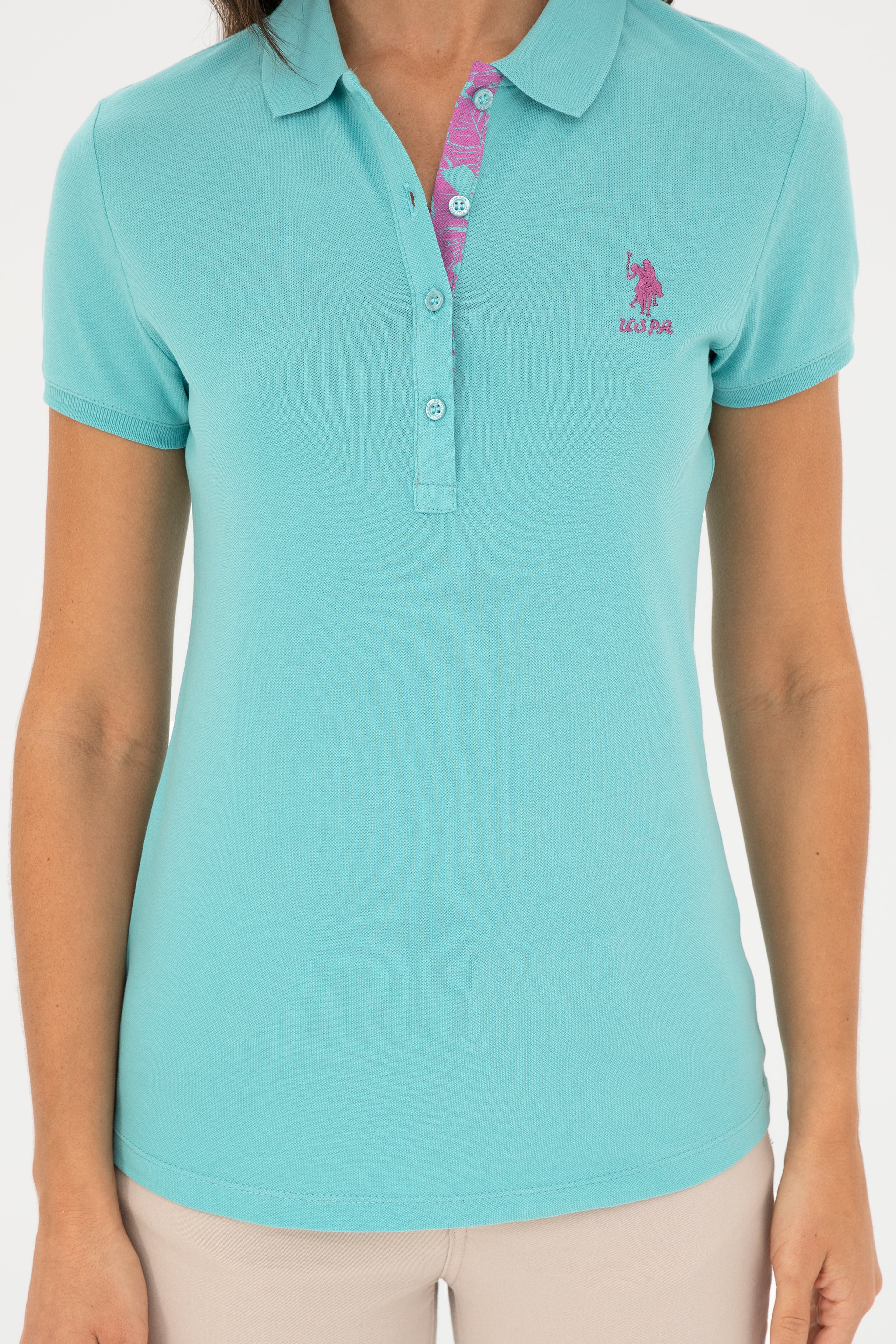 Kadın Mint Basic Polo Yaka Tişört