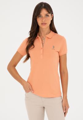 Kadın Somon Basic Polo Yaka Tişört - 50280060133