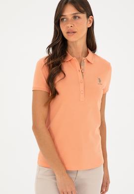 Kadın Somon Basic Polo Yaka Tişört - 50280060133