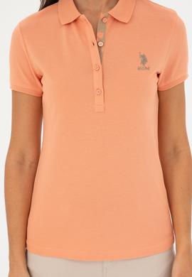 Kadın Somon Basic Polo Yaka Tişört - 50280060133