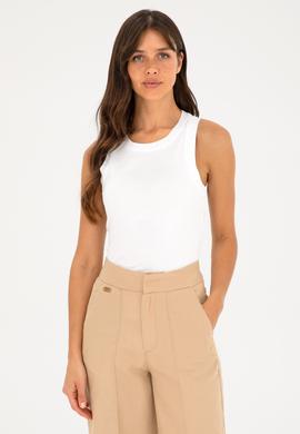 Kadın Beyaz Bisiklet Yaka Kolsuz Basic Tişört - 50280072003