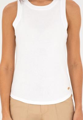 Kadın Beyaz Bisiklet Yaka Kolsuz Basic Tişört - 50280072003