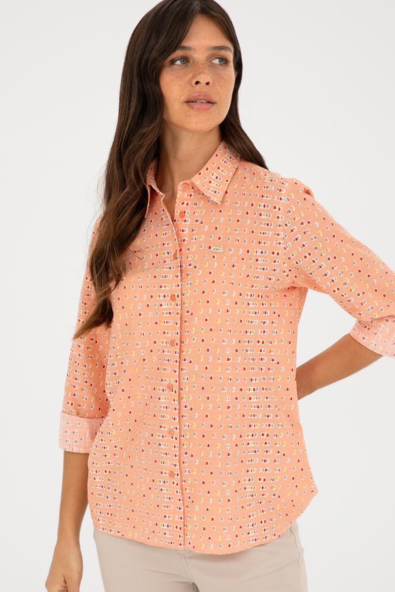 Kadın Somon Uzun Kollu Gömlek - 50280941006