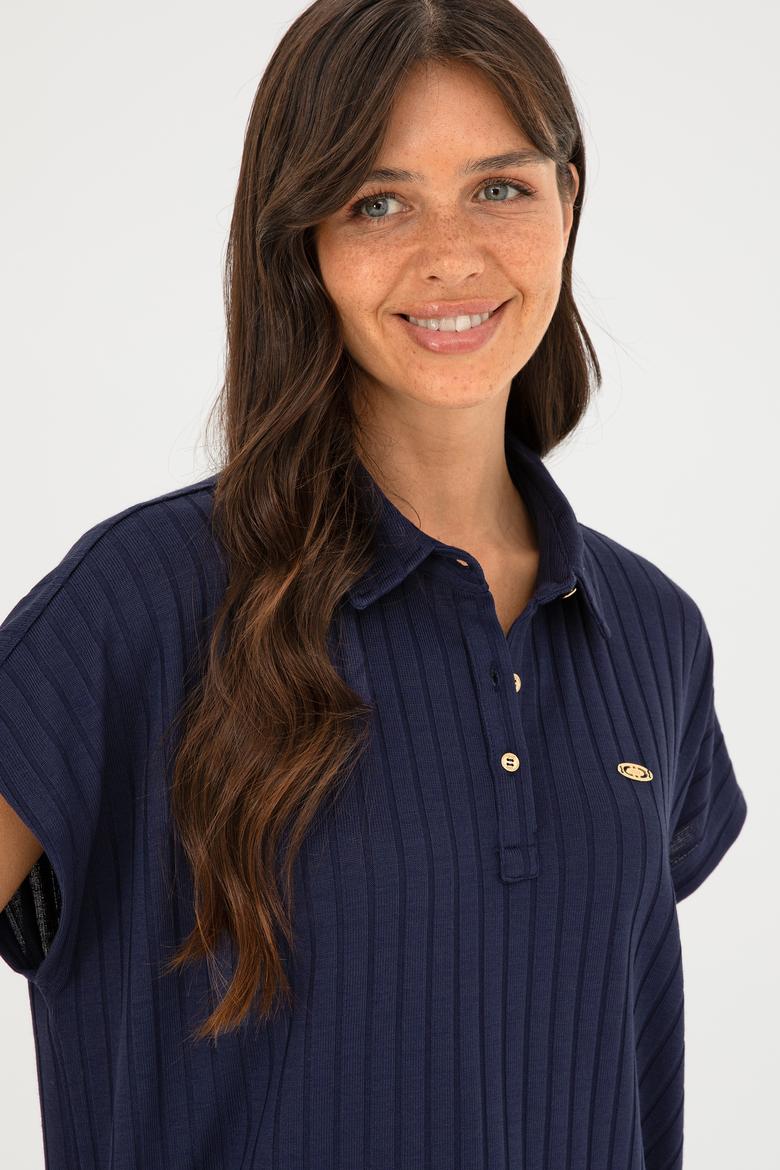 Kadın Lacivert Polo Yaka Tişört - 50281892024