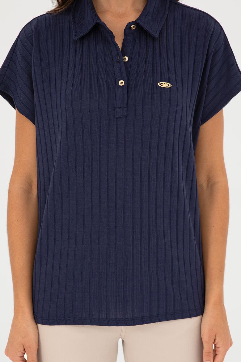 Kadın Lacivert Polo Yaka Tişört - 50281892024