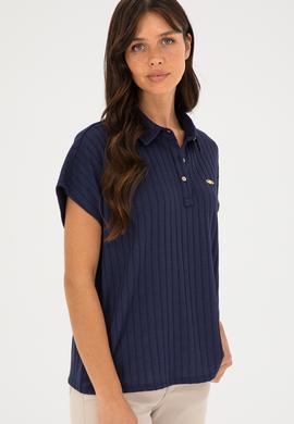 Kadın Lacivert Polo Yaka Tişört - 50281892024