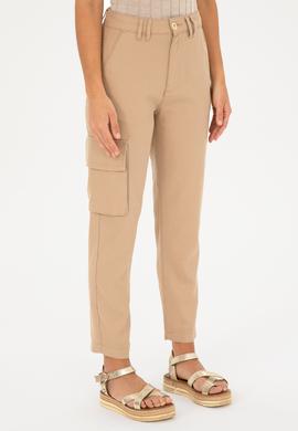 Kadın Kum Carrot Hight Waist Kanvas Pantolon - 50282581051