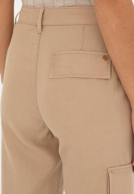 Kadın Kum Carrot Hight Waist Kanvas Pantolon - 50282581051