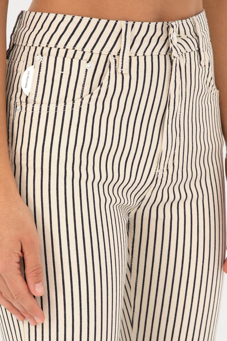Kadın Beyaz Çizgili Straight Fit Jean Pantolon - 50282656001