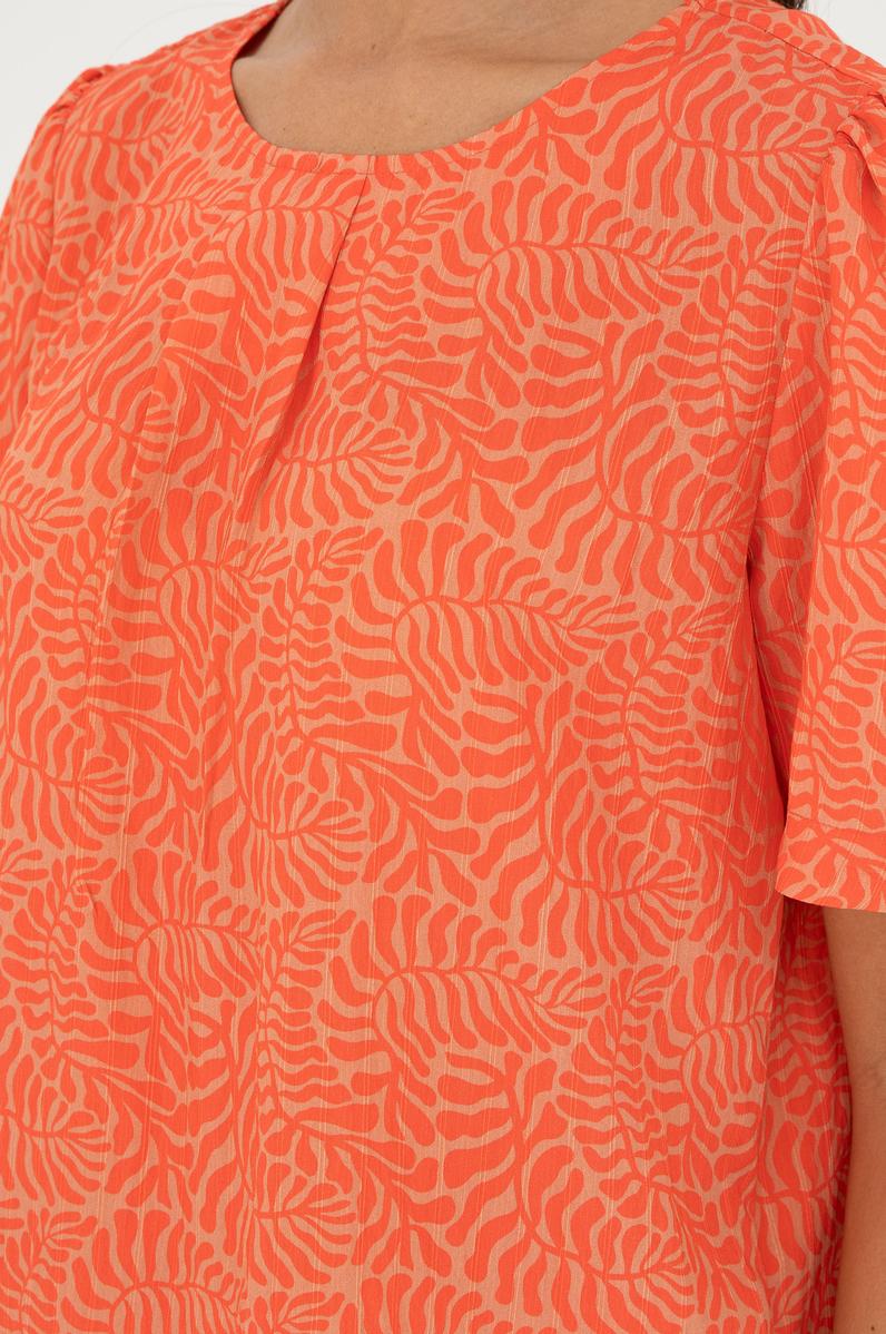 Kadın Nar Çiçeği Kısa Kollu Gömlek