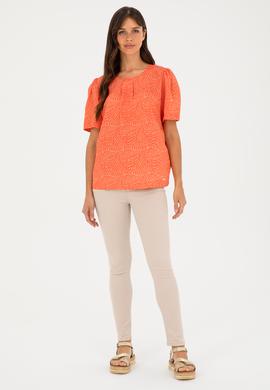 Kadın Nar Çiçeği Kısa Kollu Gömlek - 50283582015