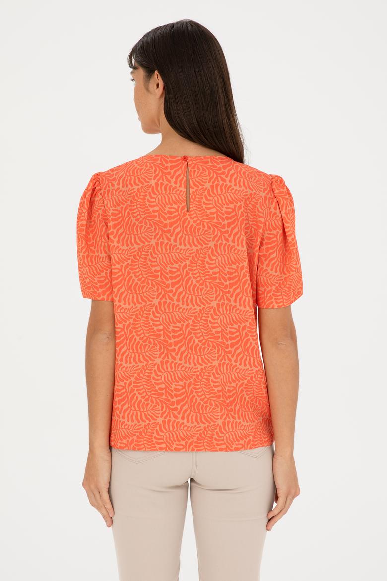 Kadın Nar Çiçeği Kısa Kollu Gömlek - 50283582015