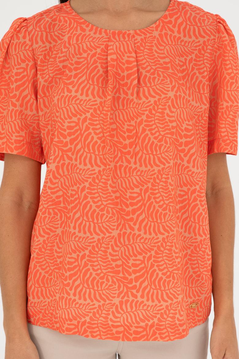 Kadın Nar Çiçeği Kısa Kollu Gömlek - 50283582015