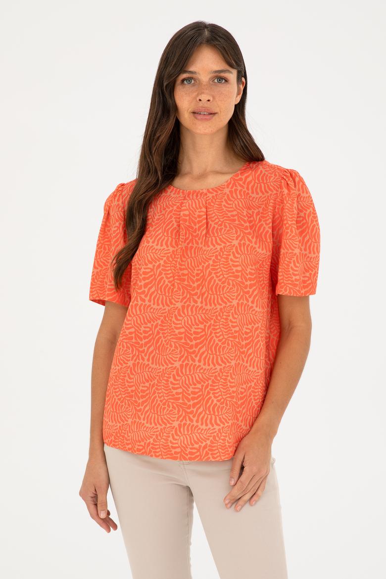 Kadın Nar Çiçeği Kısa Kollu Gömlek