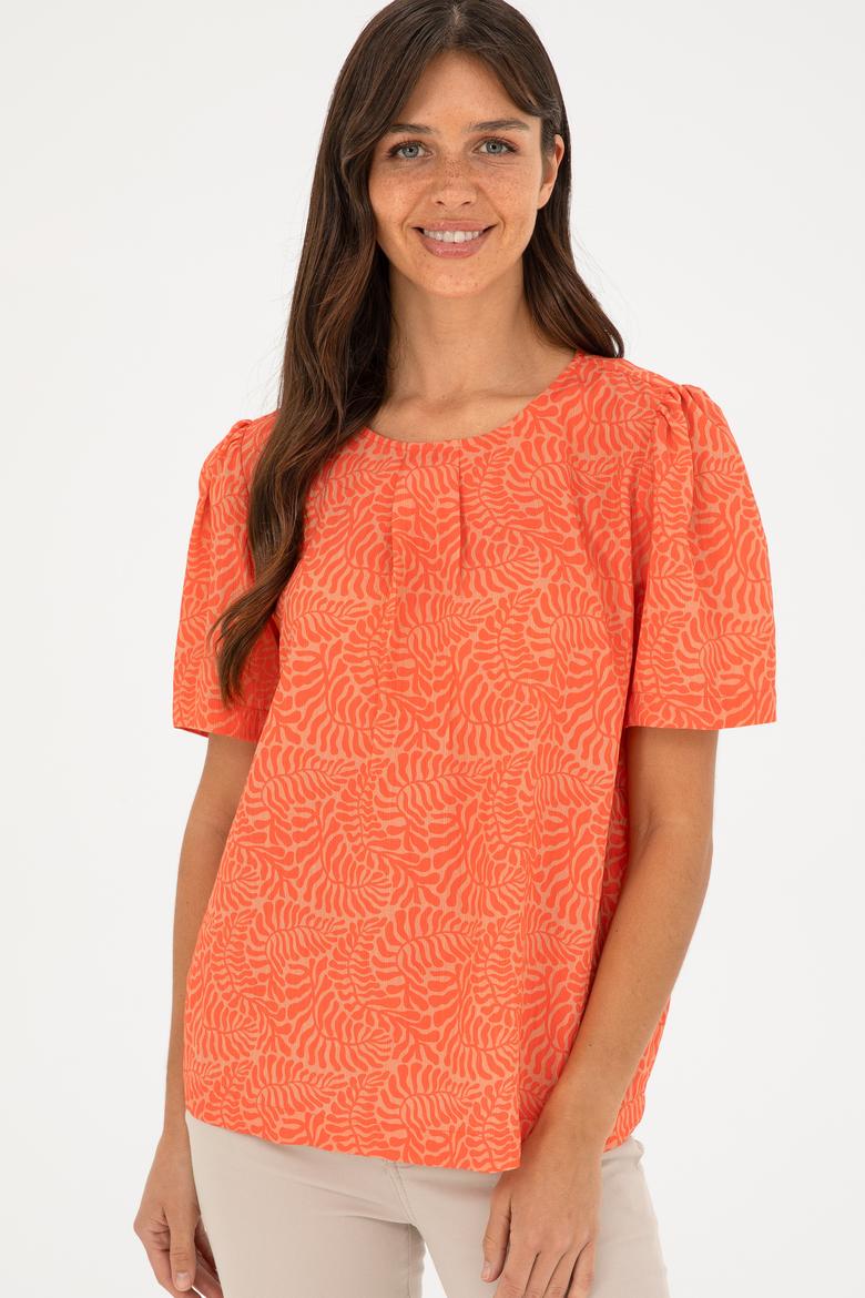 Kadın Nar Çiçeği Kısa Kollu Gömlek - 50283582015