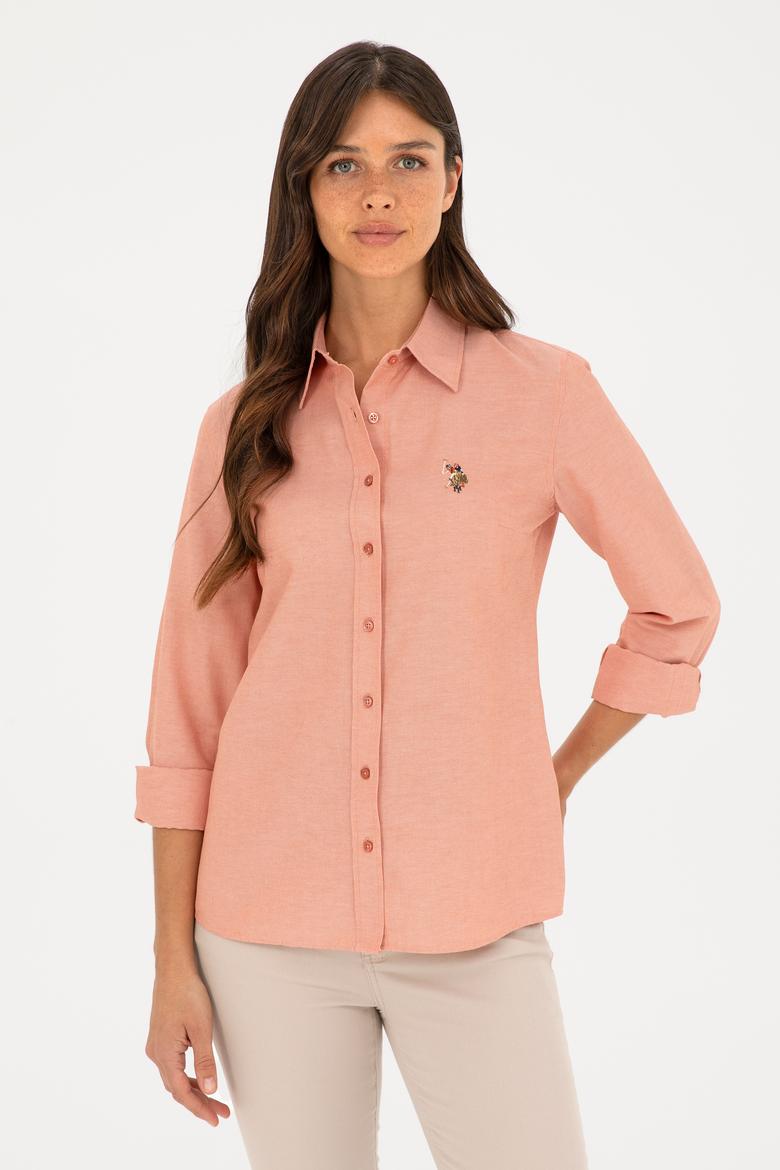 Kadın Pudra Uzun Kollu Basic Gömlek